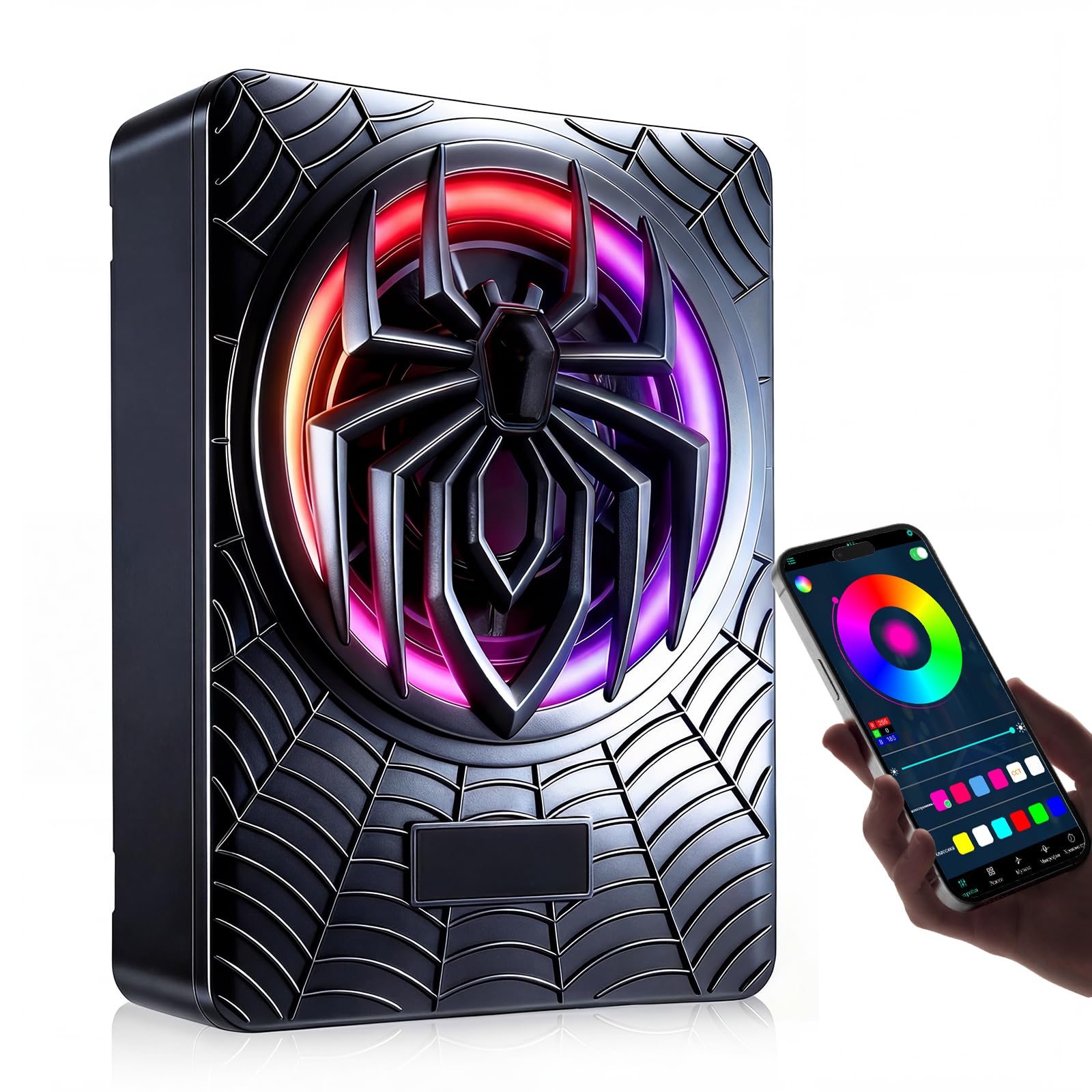 Subwoofer activo para automóvil, montable bajo los asientos, potencia máxima de 1200W, 10", módulo amplificador integrado, subwoofer compacto, iluminación ambiental RGB controlada por aplicación