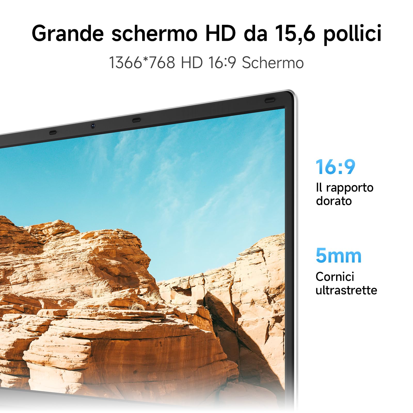 jumper Computer Portatile 15.6 Pollici HD Display, 4GB RAM 128GB SSD, 5205U Processore PC Portatile, 38Wh Batteria, Doppi Altoparlanti Stereo, Type-C, USB3.0, Notebook include un 1 Anno Office 365