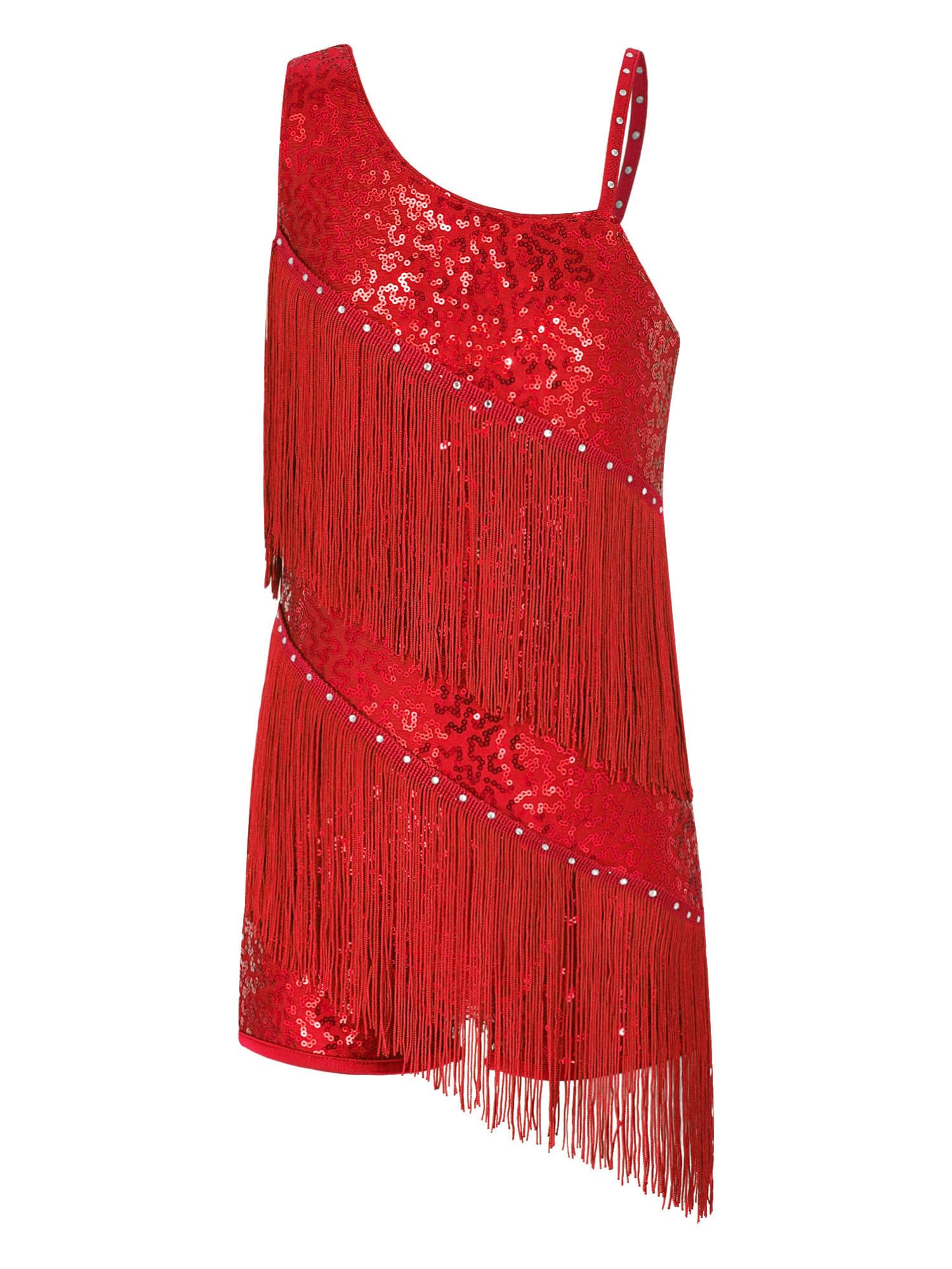 IEFIEL Maillot Flecos de Baile Latino para Niña sin Espalada Maillot Brillante de Danza Ballet Leotardo Gimnasia Mono de Patinaje Artístico Disfraz de Baile 4-16 Años