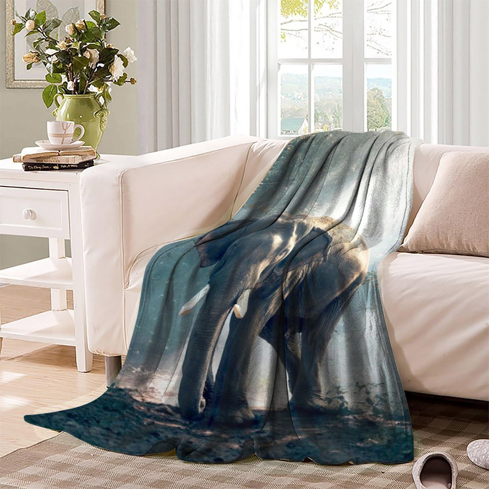 Procione Coperta in pile con motivo animale, per bambini, ragazzi, ragazze, 3D, con stampa di procione, morbida coperta per divano letto, divano letto singolo, 150 x 150 cm