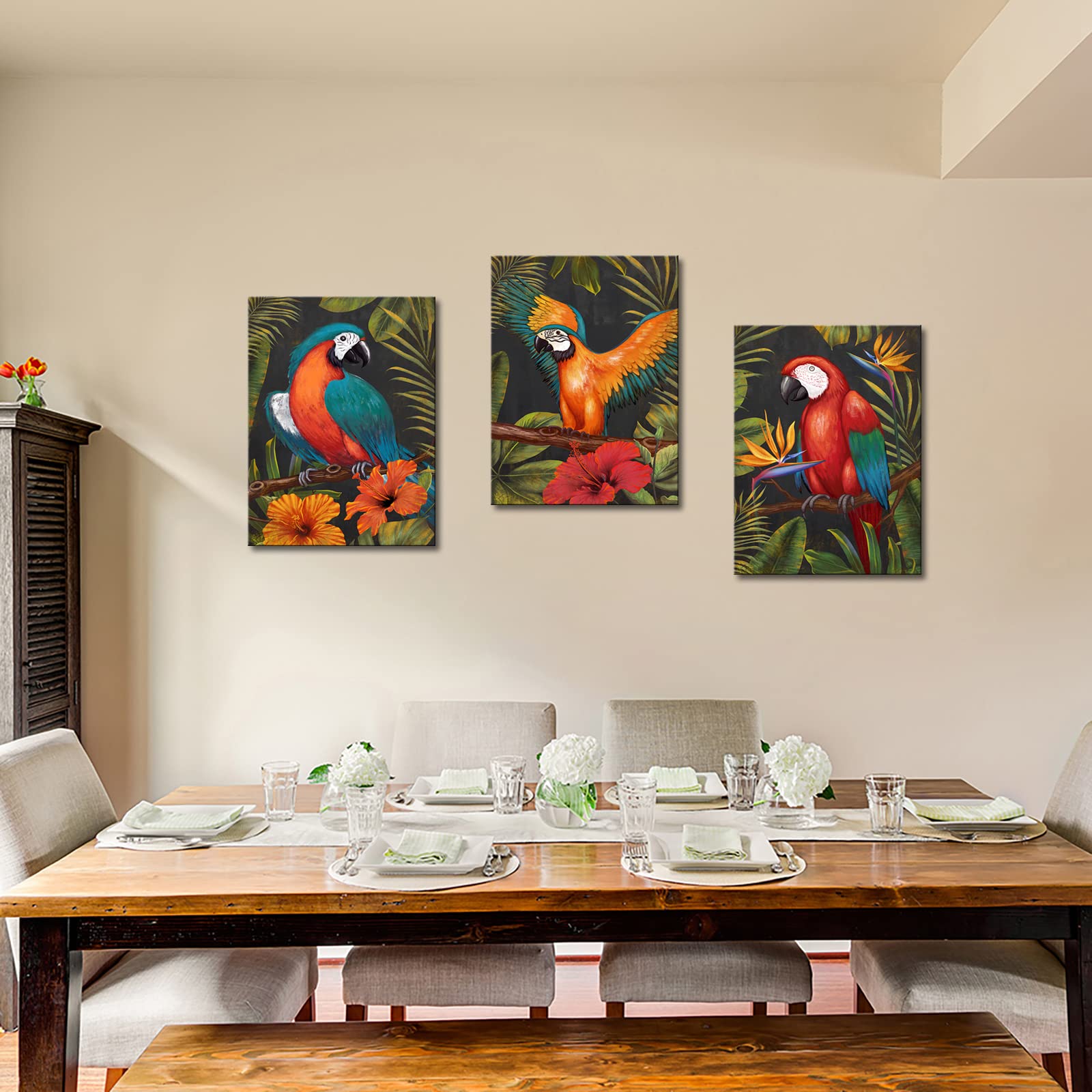 Tableau Toile Perroquet Des Forêts 40x30 Cm - Cadre Bois, Impression HD, Décoration Murale Salon/chambre - 8