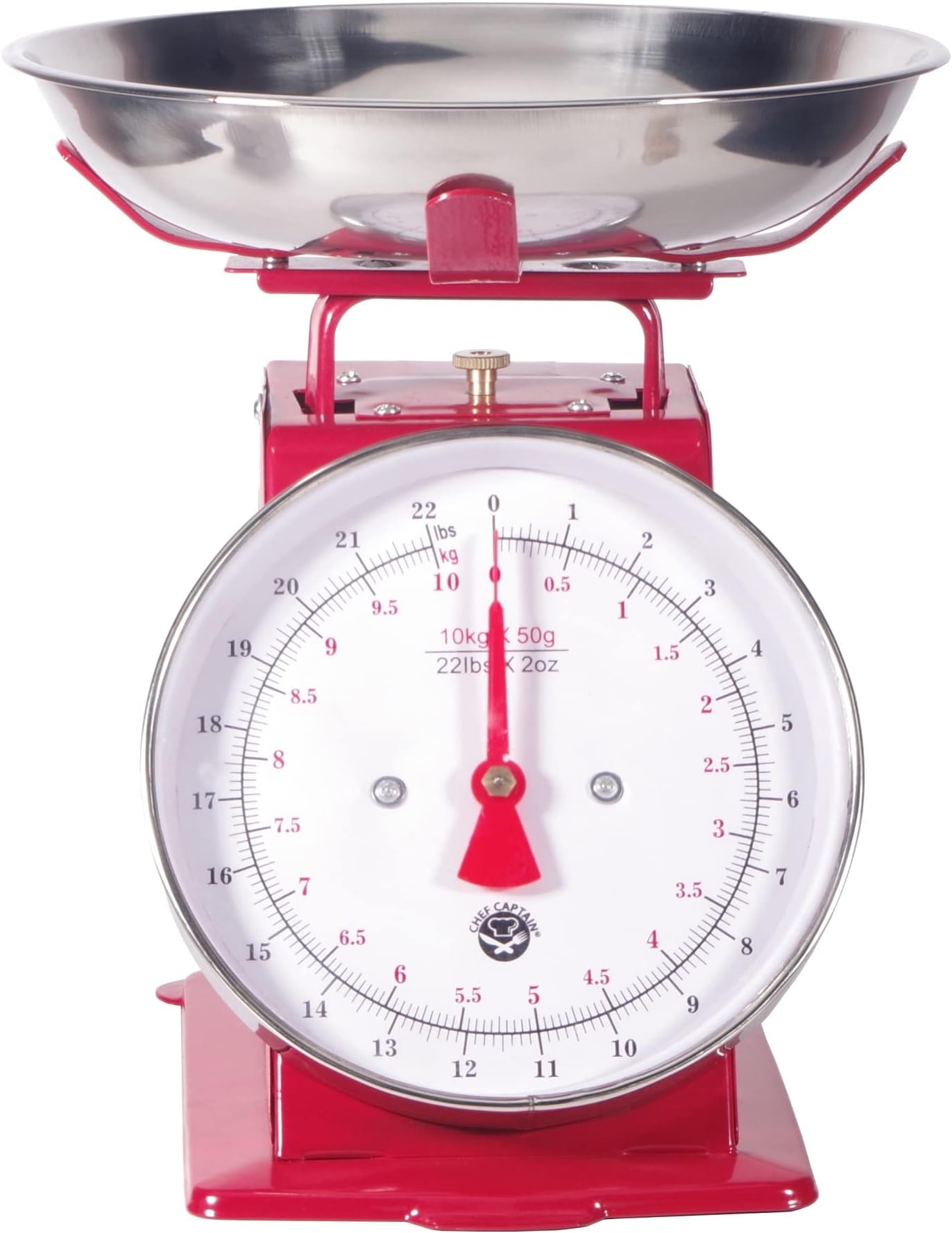 Kitchen Scale White Metal With A Stainless Steel Tray (22-Pound) (RED)