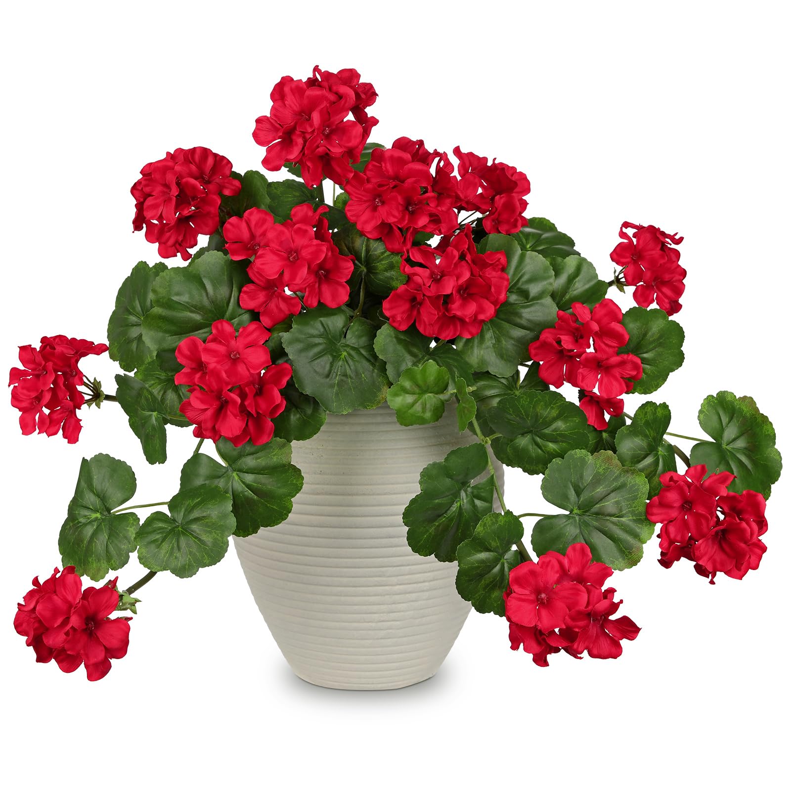 Photo 1 of ***MISSING PIECES***Briful Realistic Silk Geraniums Flowers for Outdoor & Indoor Decor, 19.6” Wide Lush Artificial Geranium Bouquet for Home Door Patio Decor, 15.7'' High Farmhouse Trailing Hanging & Tabletop Decor, Red