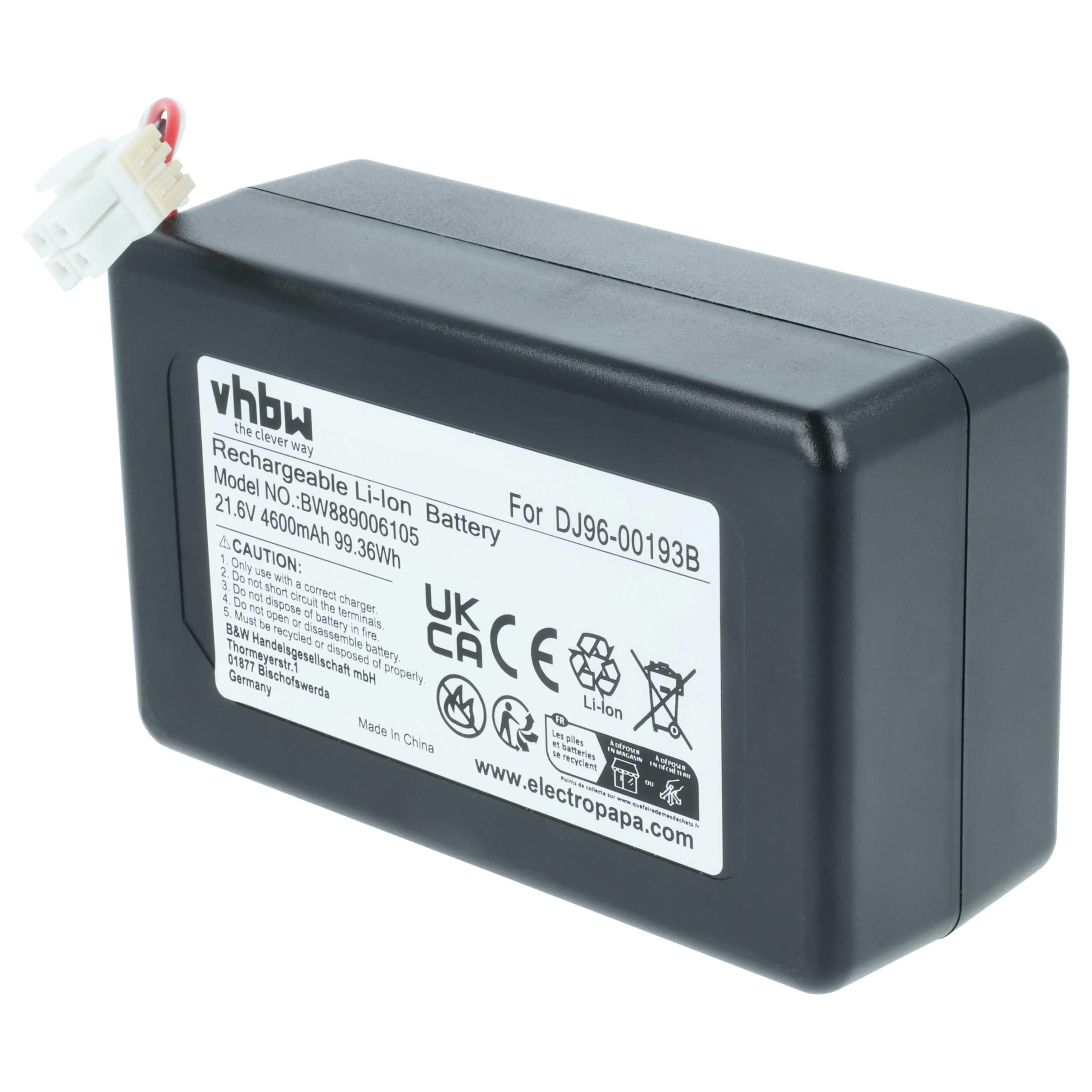 vhbw Akumulator kompatybilny z odkurzaczem Samsung Powerbot VR1AM7010U5/AA, VR1AM7040W9/AA, VR1AM7010UW/AA, VR1AM7040WG/AA (4,6 Ah, 21,6 V, Li-Ion)