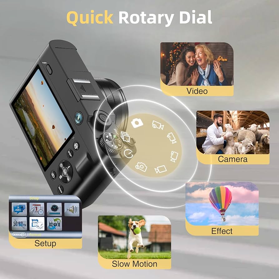 cameraraページ SIXTARY Newest 4K Digital Camera with 64MP Selfie Lens