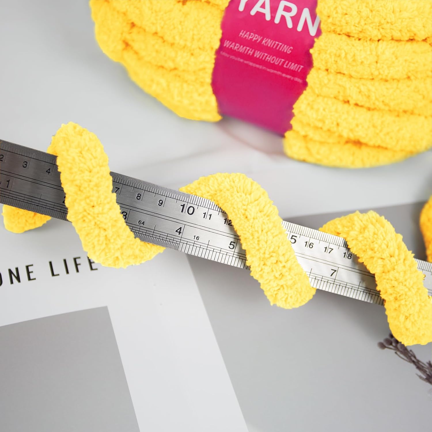 Chunky Yarn for Hand Knitting and Blankets – Super Soft Jumbo Chenille Yarn Pack for Crocheting, Bulky DIY Projects, 8 Skeins(Buttercup)