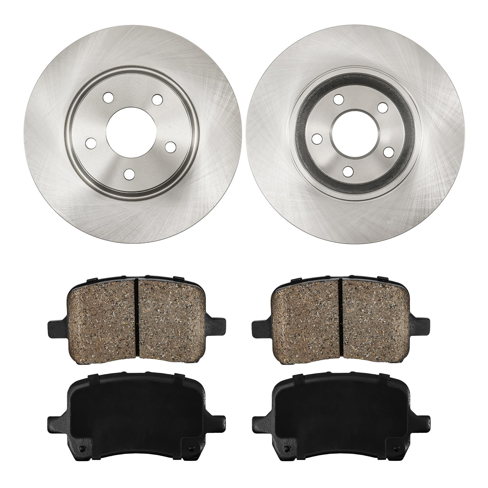 PHILTOP 55093+D1028 Front Disc Brake Rotor and Ceramic Brake Pad Set Kit For Malibu 2004-2007 2009-2012, G6 2005-2010, Aura 2007-2009, Cobalt 2005-2008, HHR 2008-2010, G5 2007, Ion 2004-2007, 6pcs