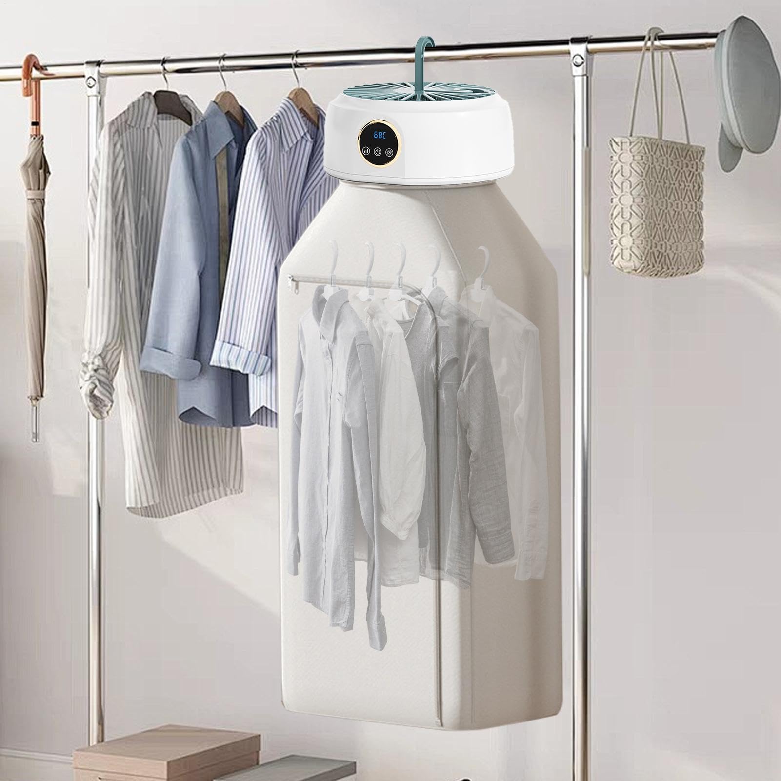 Portable Dryer Machine, 600W Compact Dryer, No Drill, Easy To Use, Portable for Dried Clothes Indoors