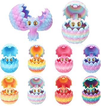 8Pcs 3D Printed Dragon Eggs Set Iridescent Mini Dragon Party Bags Fillers
