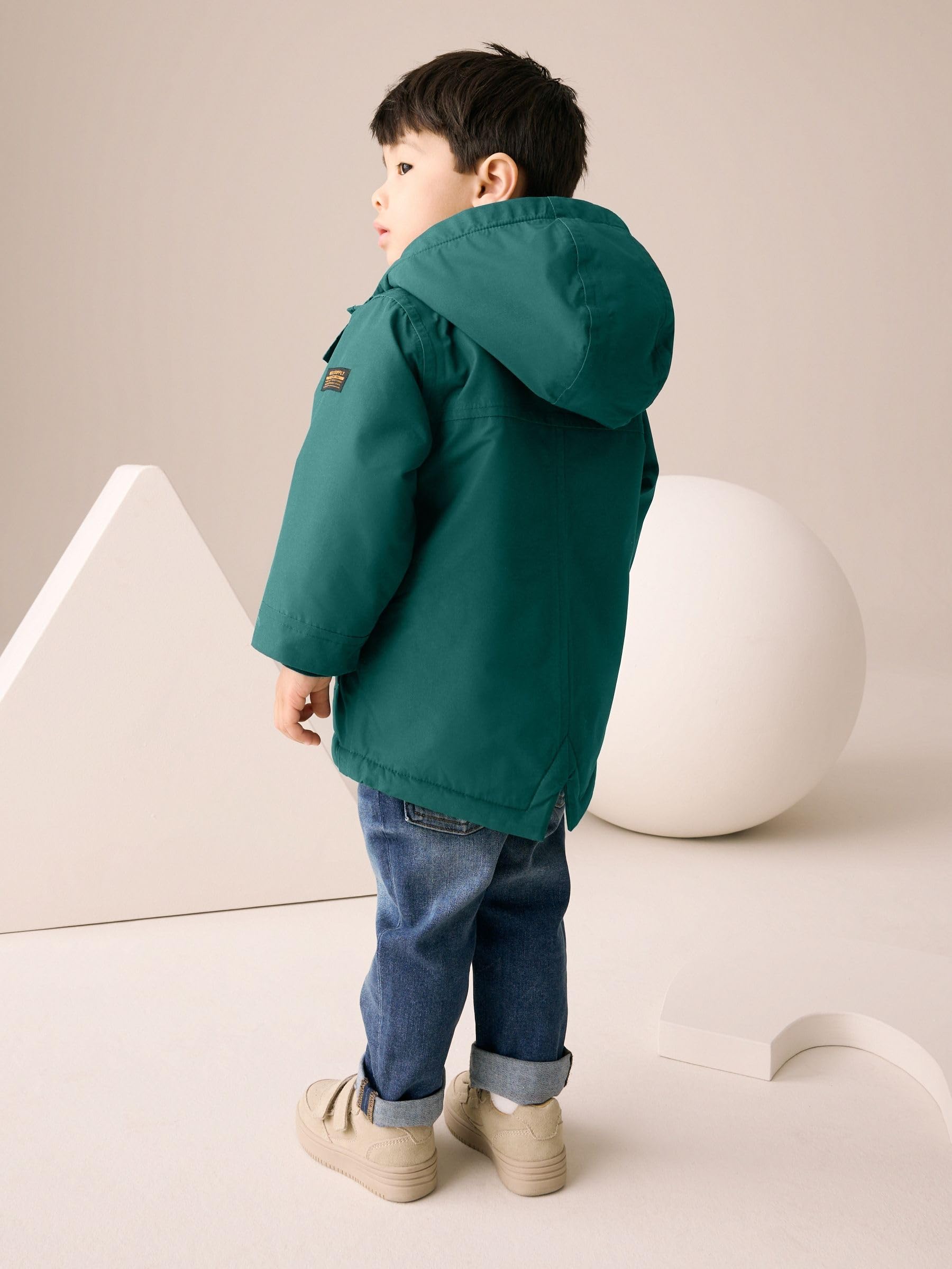 NEXT Garçon Parka imperméable avec doublure en peau lainée