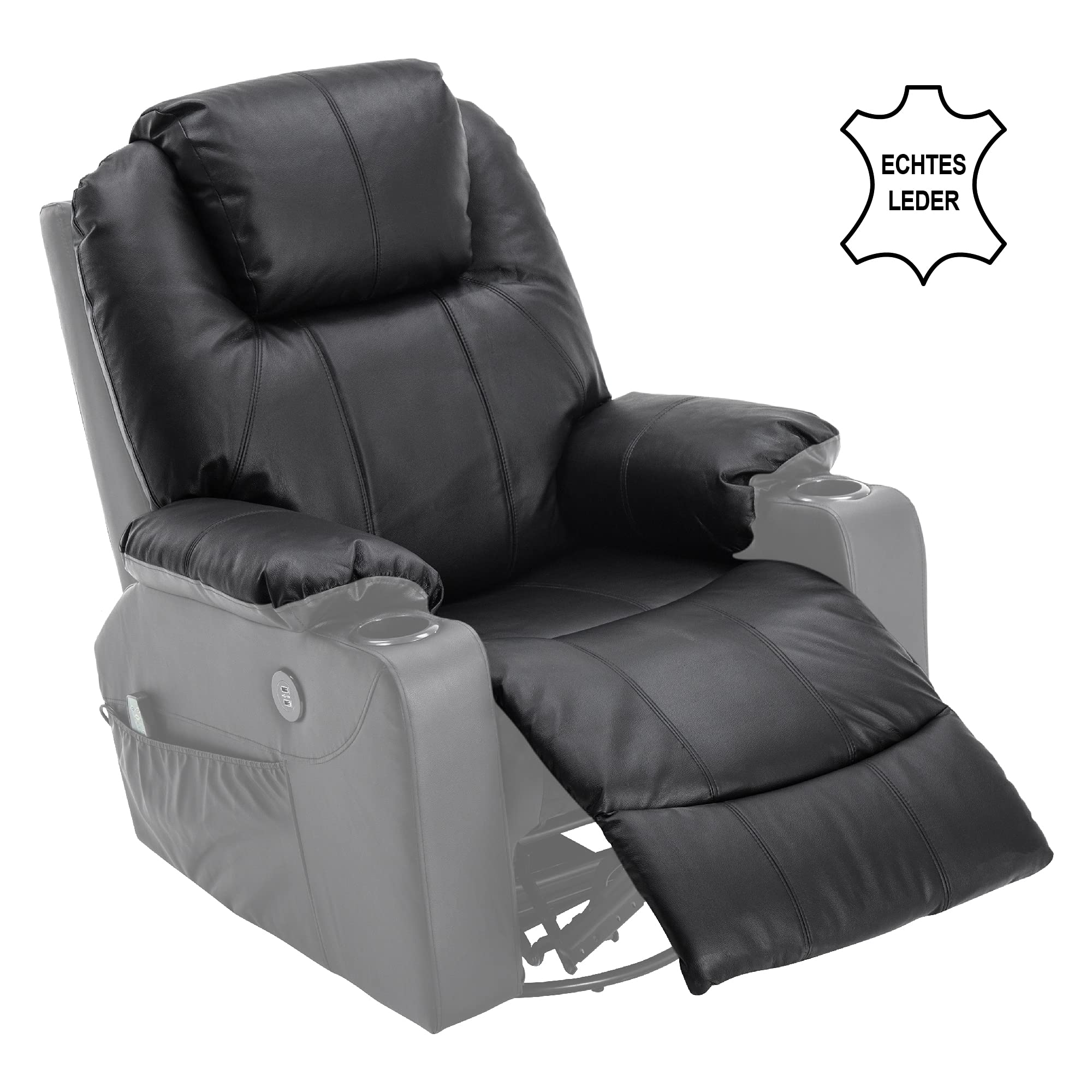 MCombo Fauteuil de Massage en Cuir - Fauteuil TV Relax Pivotant USB