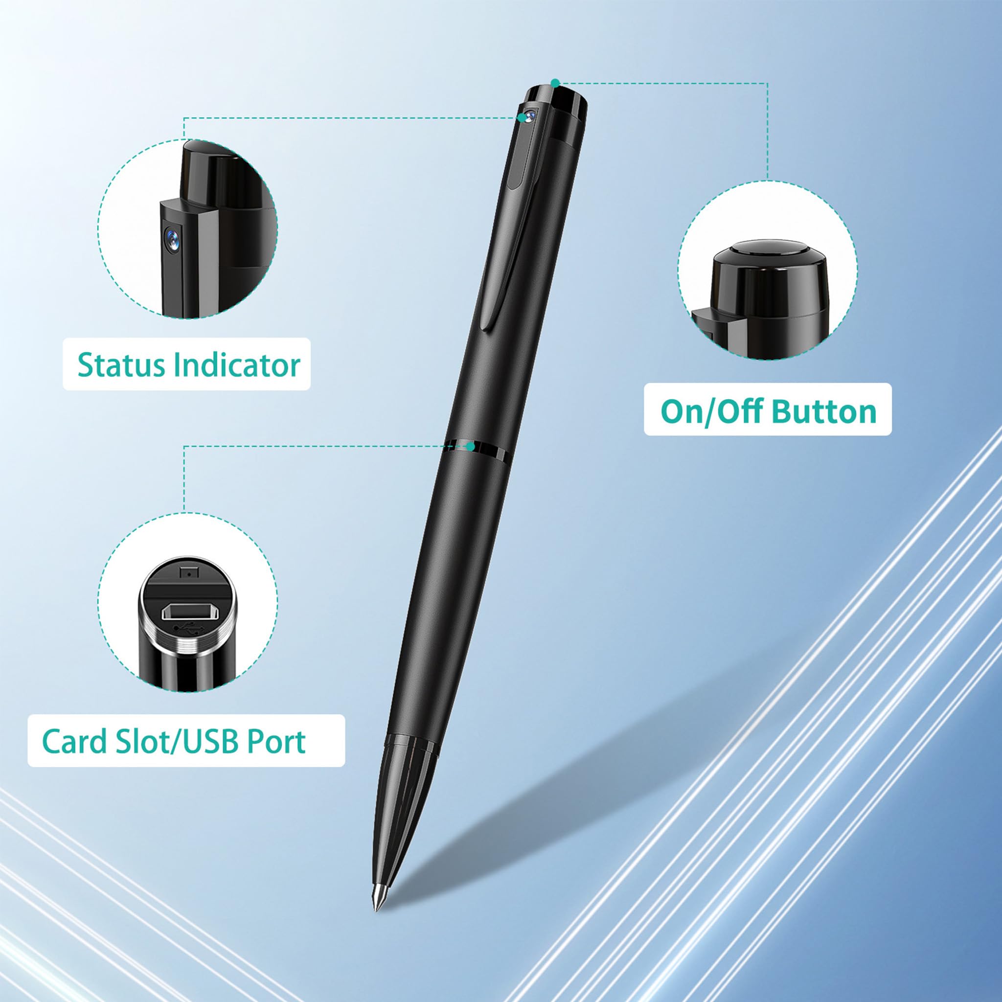 Mini-Kamera-Stift 1080P HD Haustier Sicherheit Kleine Kameras mit 32GB Speicherkarte Nanny Cam für Zuhause & Haus