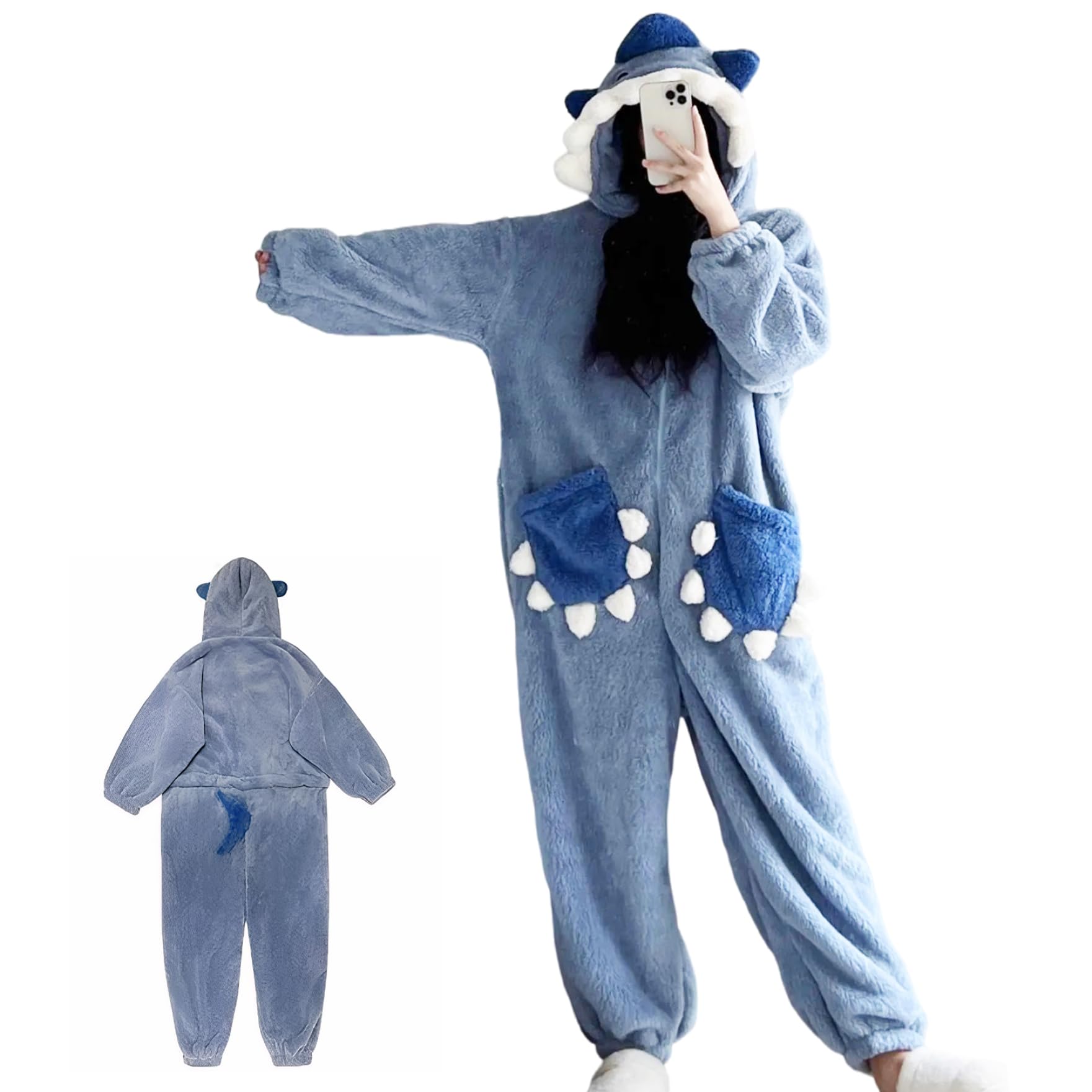 Shark Onesie Adulto Peludo Caliente Tiburón Pijamas Lindo Suave Animal Onesie Adulto para Mujer...