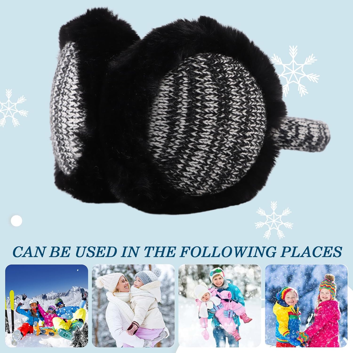 PESAAT Winter EarMuffs for Kids Outdoor Boys Knitted Ear Cover Plush Toddler Girls Ear Warmer 3-8 Years - Image 4