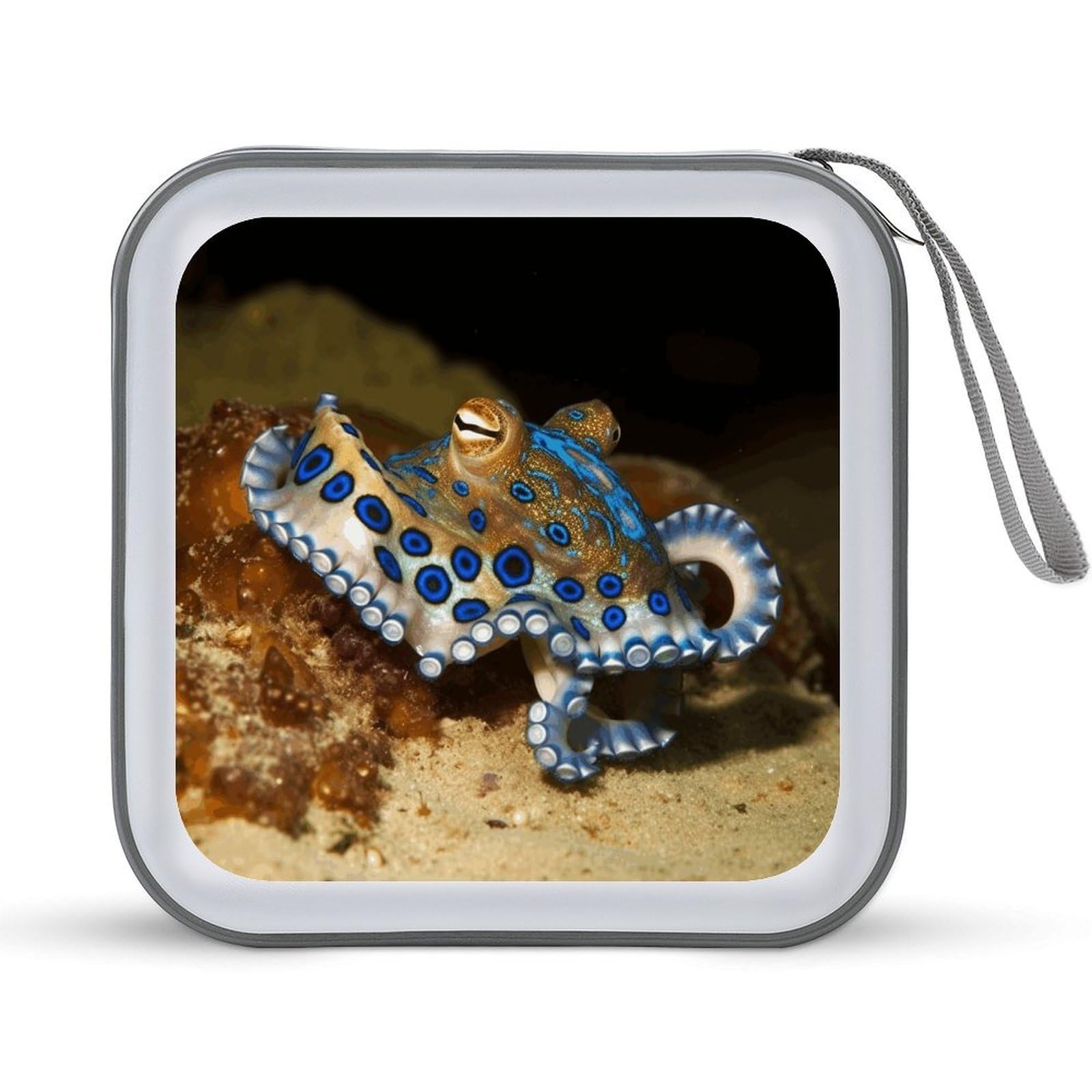 VstaDank Blue Ring Octopus CD Case DVD Holder Storage Portable Carry Binder Holder Wallet Large Storage Disc Wallet Bag Hard Plastic DVD Disc Case Large Media Binder 40 Capacity