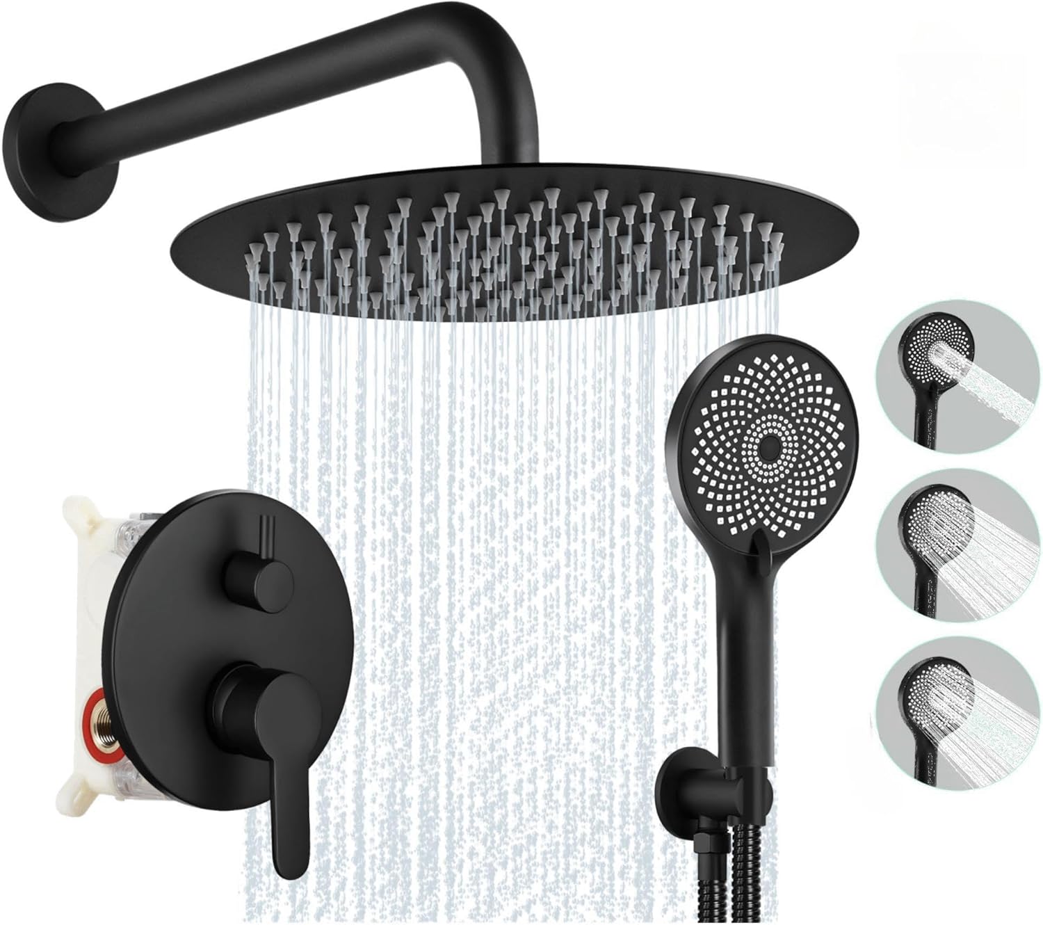 Rengue Shower Heads with Handheld Spray Combo, 8 Inch Rainfall Shower