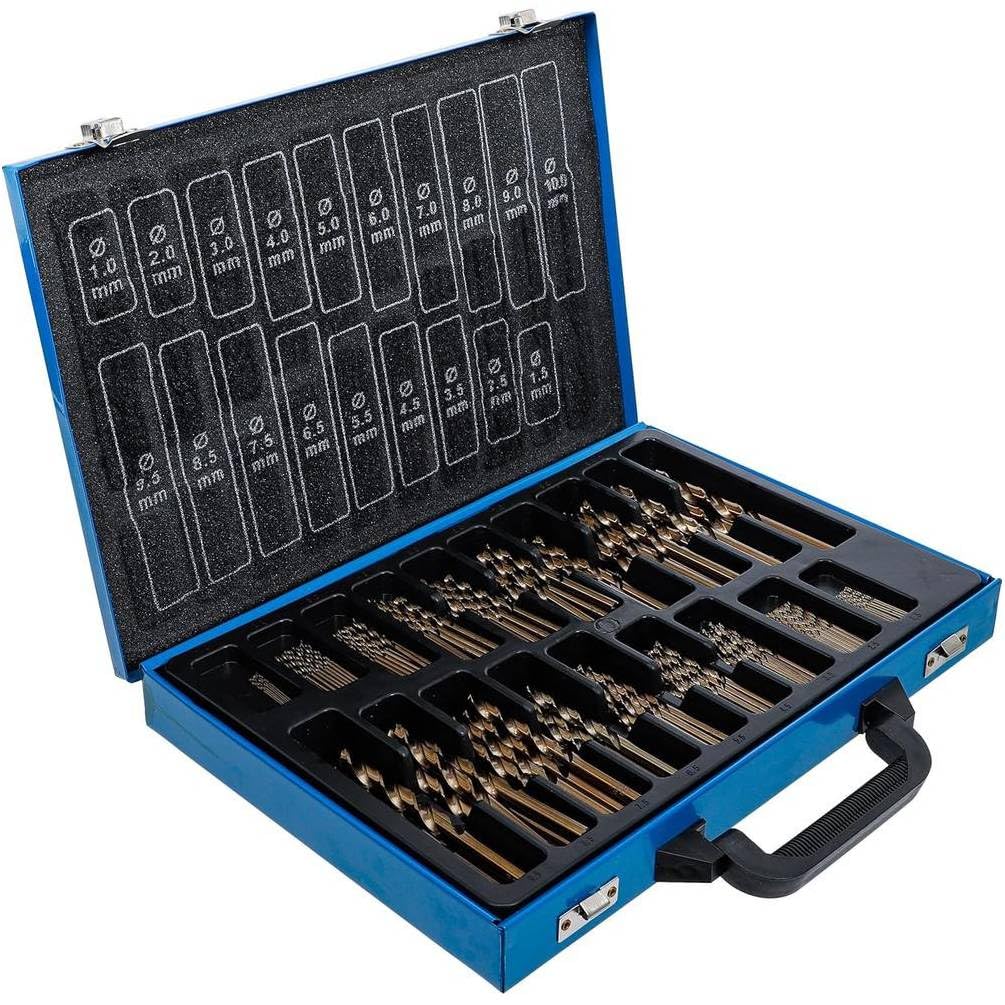 Juego de brocas HSS Cobalto 5% 170 piezas 1-10 mm - Alta precisión y durabilidad - Acero, Pro - D-Work