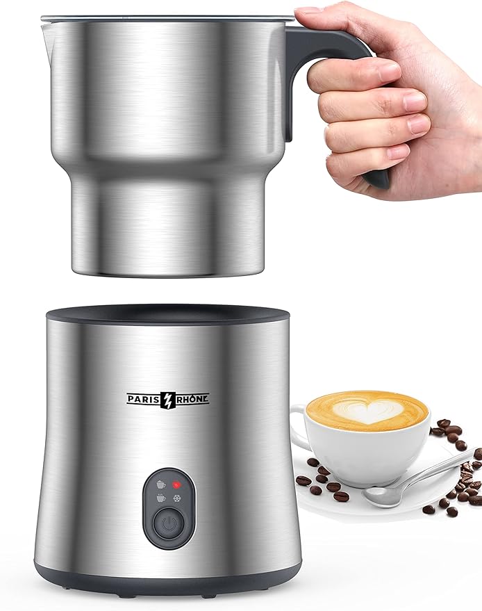 Paris Rhône Milk Frother and Steamer, 4 in 1 Detachable Milk Warmer