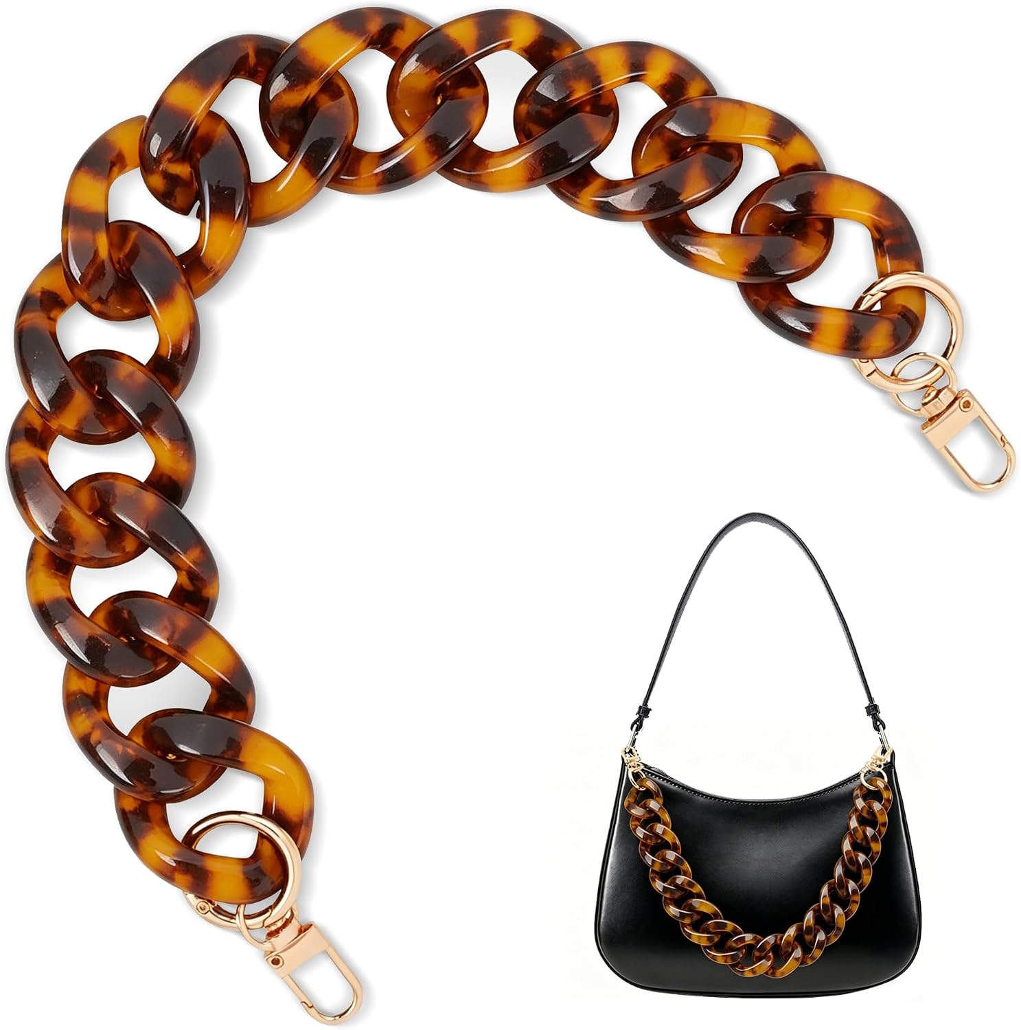 PWOFUN Acrylic Purse Charms for Handbags, 17.7 Inch Adjustable Bag Chain with Double Buckle Design, DIY Decorative Accessory for Shoulder Crossbody Bags