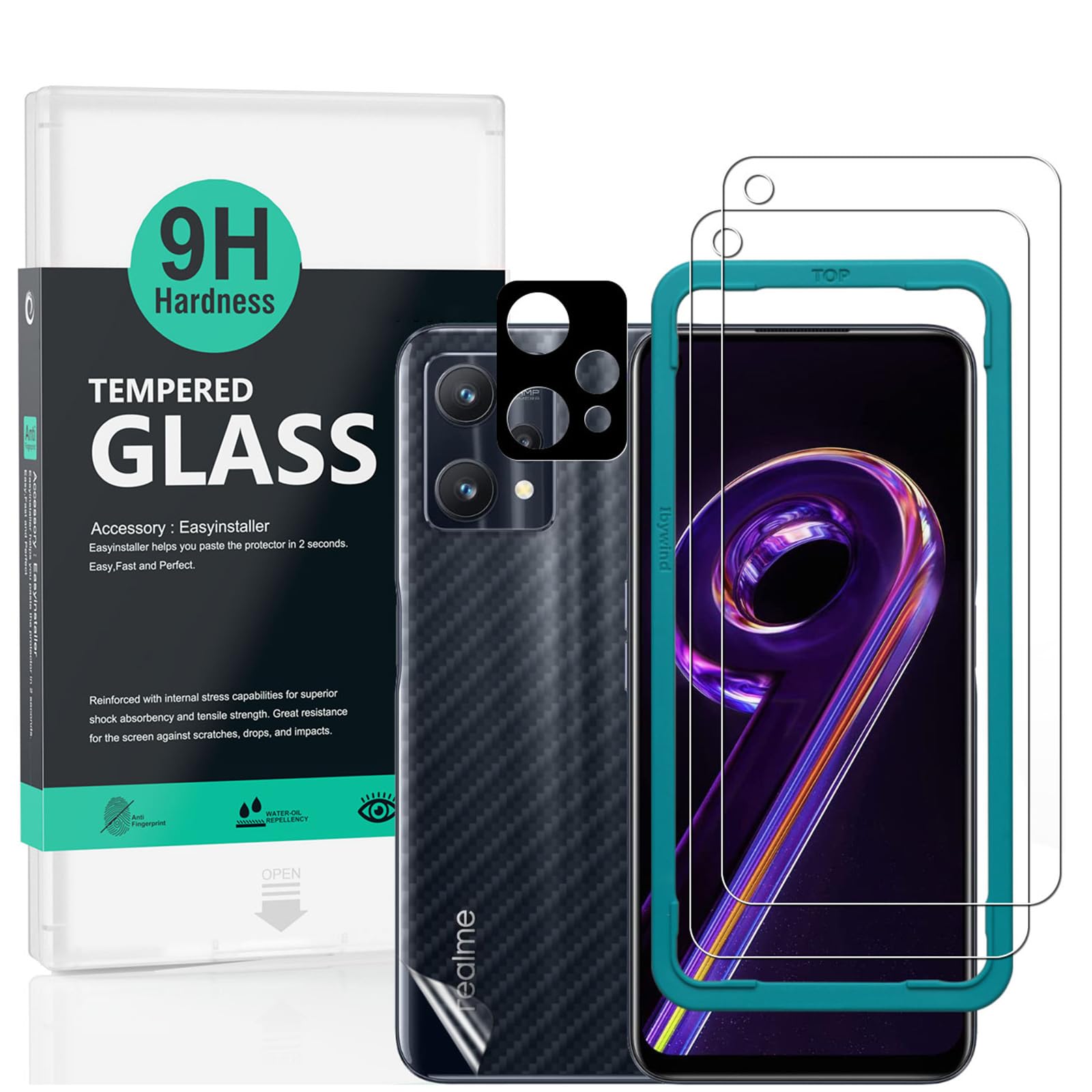 Ibywind Screen Protector For Realme 9 Pro 5G 6.6"[2 Pack],9H Hardness Tempered Glass,With 1Pc Camera Lens Protector,Easy to Install
