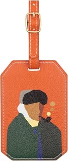 Lychii Art-Inspired PU Leather Luggage Tags for Suitcases with Secure Strap & Waterproof PVC - Vibrant Orange/Black/Green Travel Essentials, Personalized Creative Artistic Gift for Women