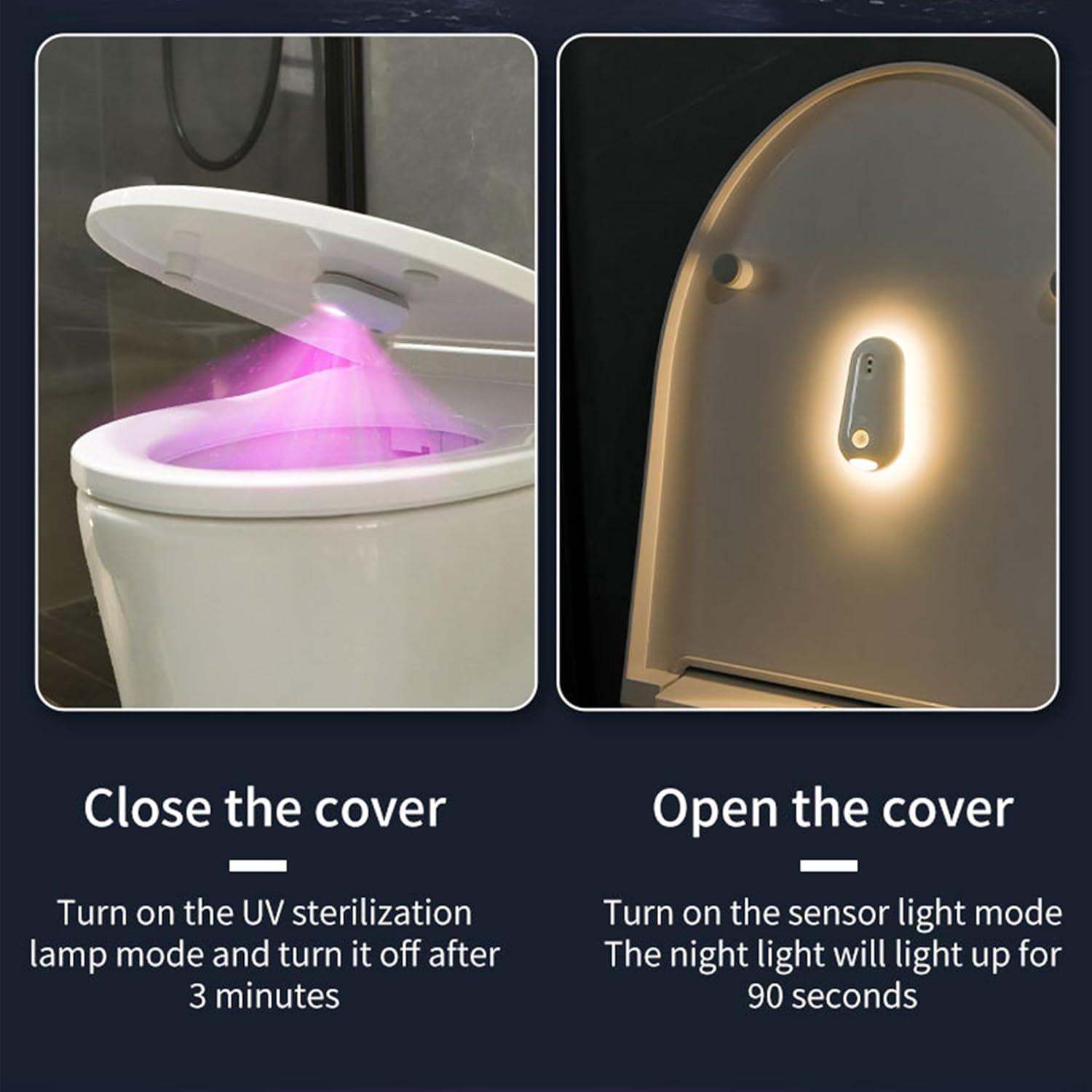 2026 New Self Cleaning UV Toilet Sanitizer Light & 6 Colors Night Light, Motion-Activated, Rechargeable, Adhesive-Mounted for Shared Bathrooms, for Elderly & Pet