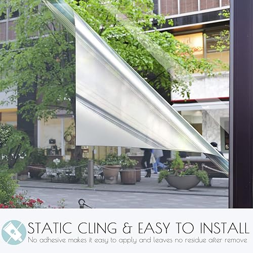 Miniatura 7 de Hidbea - Película reflectante con adhesión estática para ventana con bloqueo UV y control de calor para mayor privacidad en tu oficina en el hogar