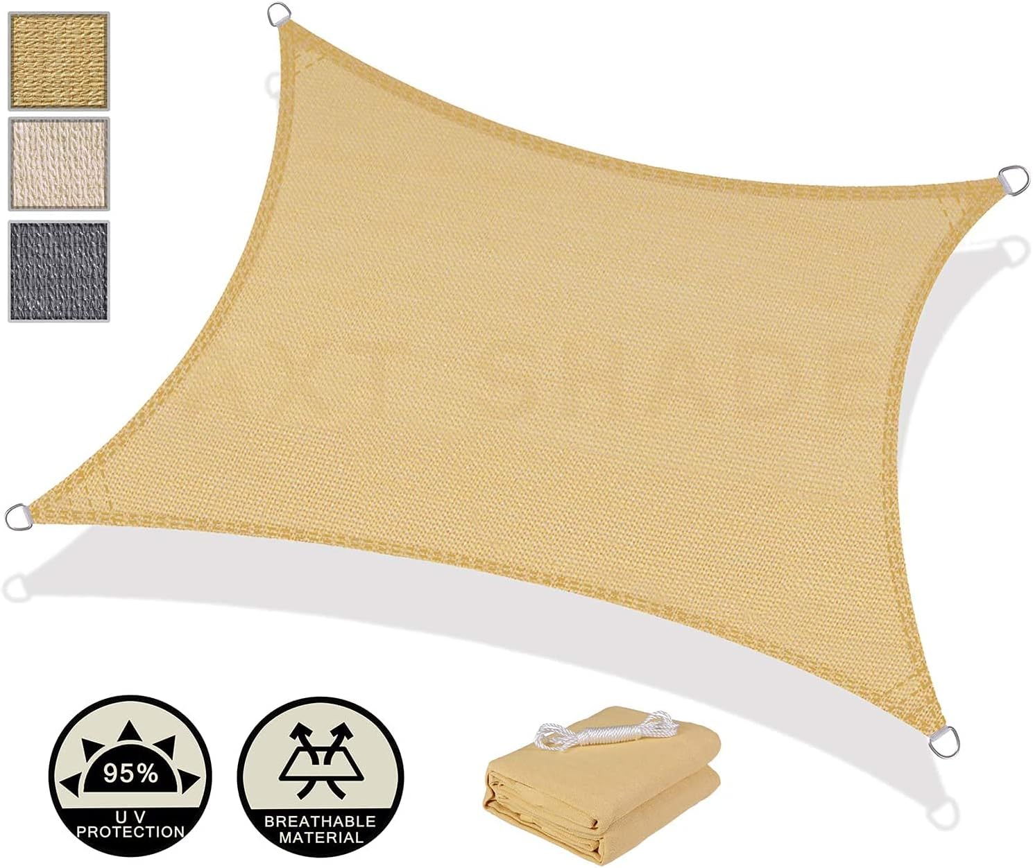 AXT SHADE Rectangle Sun Shade Sail, 8' x 12' Sand Sunshades Sails Patio Cover Canopy Shades for Outdoor Activity : Patio, Lawn & Garden