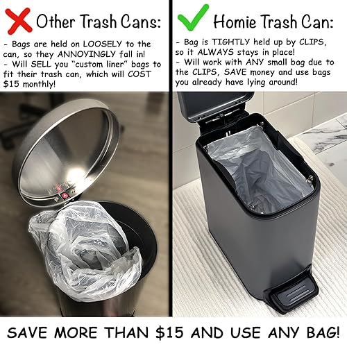 Miniatura 10 de Homie Bote de basura delgado de cierre suave de 6 litros1.6 galones con forro antideslizante y tapa, se puede utilizar como mini cesta de basura,