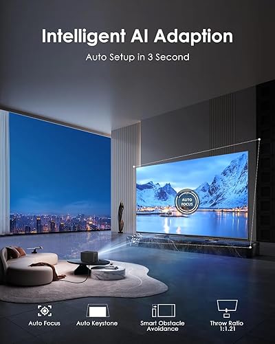 Miniatura 7 de Proyector de luz diurna de enfoque automático 4K 1200ANSI Proyector inteligente WiFi6 de alto brillo con Bluetooth 5.2, proyector Android con