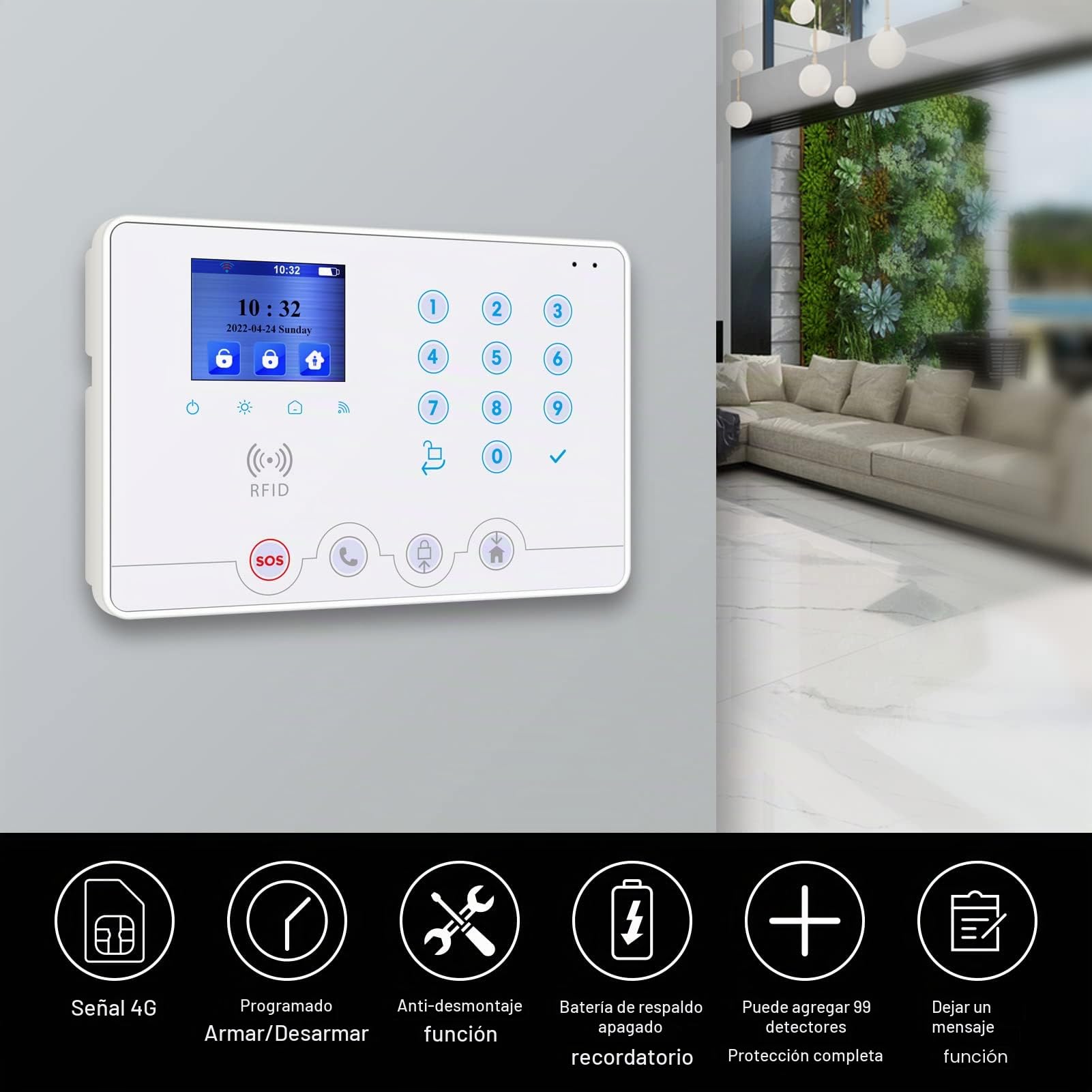 Wolf Guard W4Q Alarmas para Casa Sin Cuotas, Sistema Seguridad con Sirena 110dB, Sensor Puerta/Ventana, Sensor Movimiento PIR, App Control, Fácil Instalación [Clase A++]