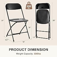Vista 3 de DUMOS Folding Chairs Sets of 4, 330lbs Capacity Plastic Stackable Home Office Chair, Portable Fold Up for Indoor Outdoor, Patio, Camping, Garden