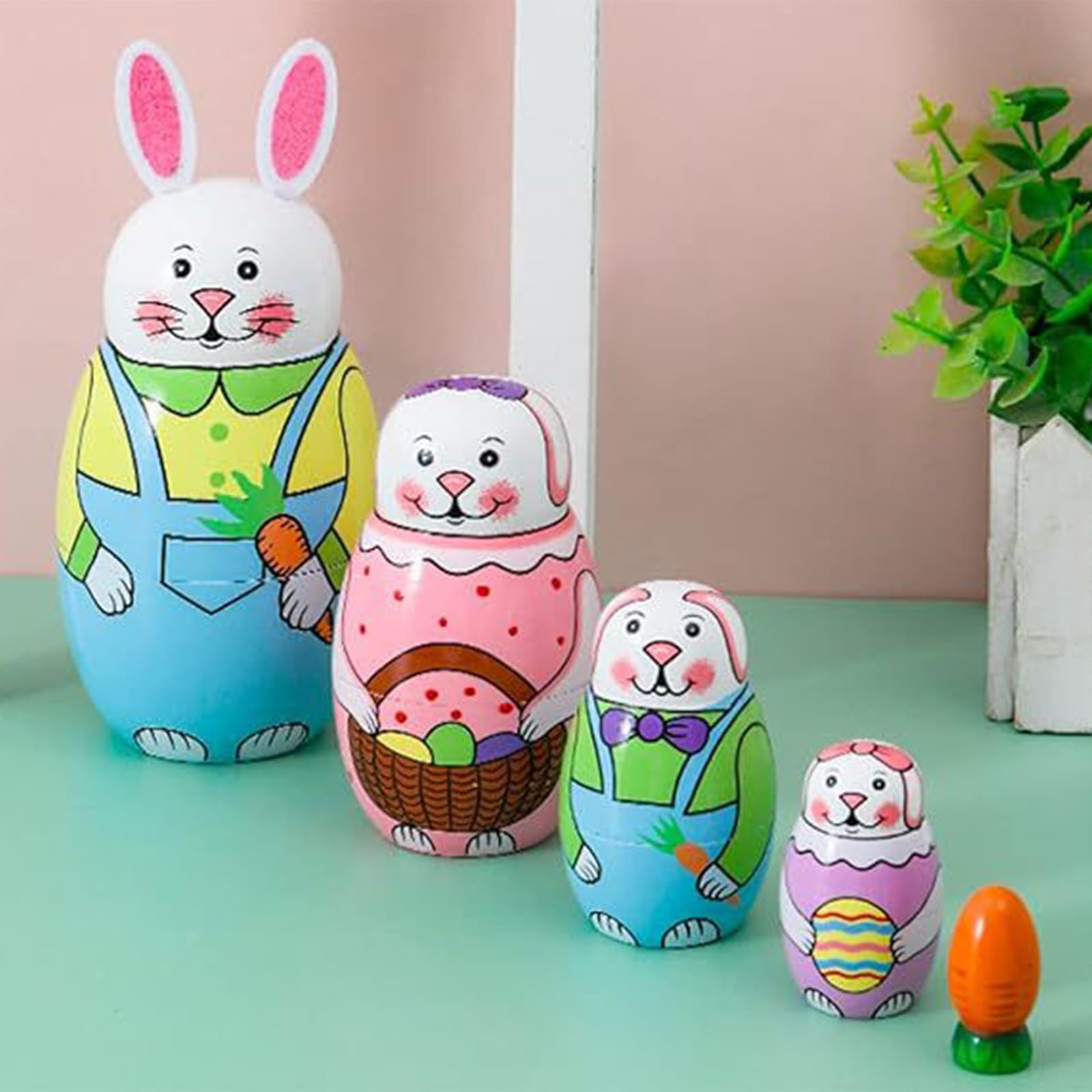 Amazon | 5個セットのロシア人形 マトリョーシカ、かわいい木製ウサギ