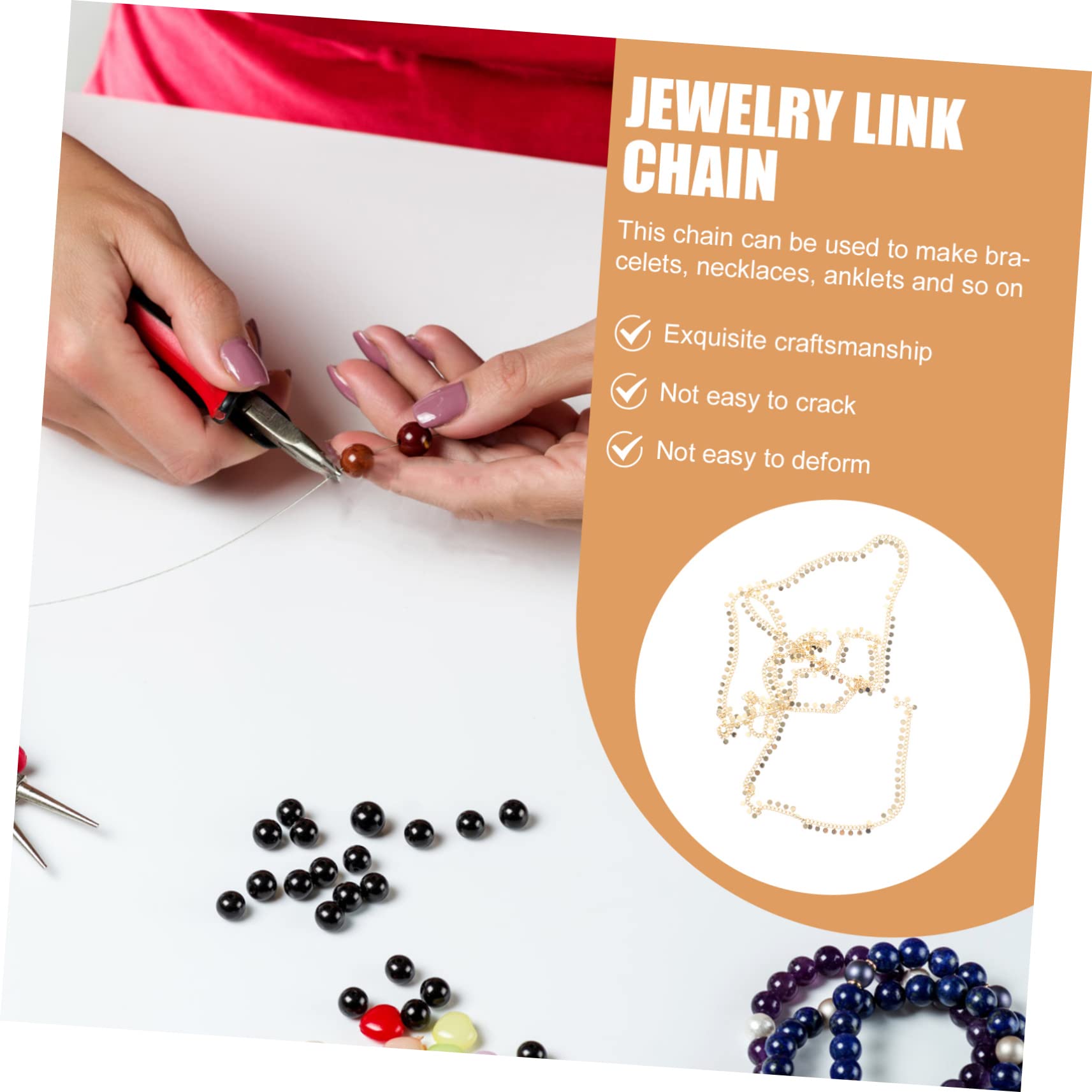 COHEALI 4pezzi Catena Metallo Per Decorazione Catena Piatta Con Dischi Rotondi Per Creazioni Artigianali e Accessori Moda