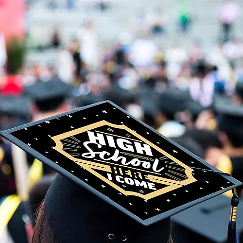 Miniatura 3 de Big Dot of Happiness Kit de decoración de gorra de graduación High School Here I Come, cubierta de mortero 3D con fácil montaje, juego de tapa