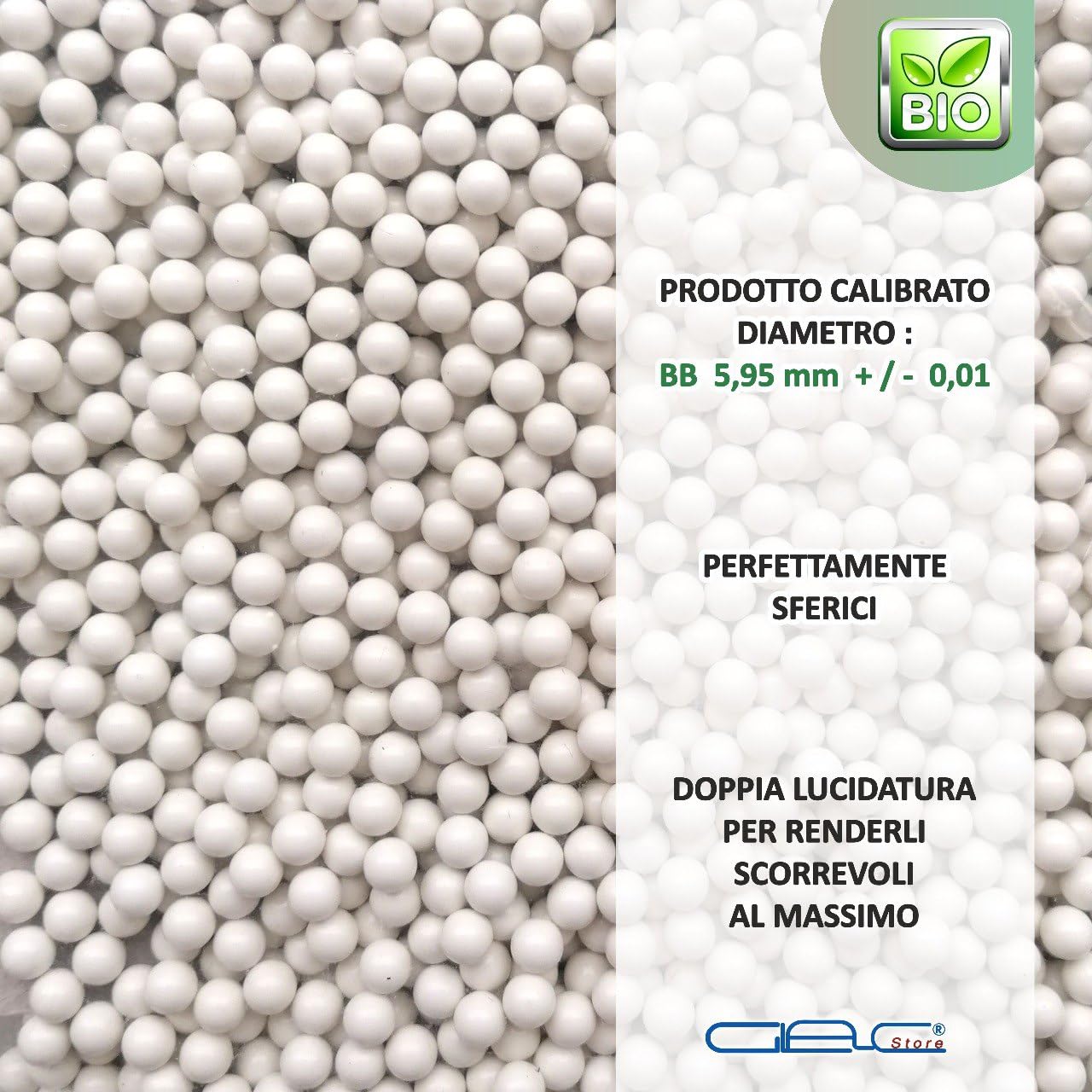 Pallini BB in Busta Biodegradabili Bio 500gr da 6mm per Softair Verdi Bianchi 0,20 0,23 0,25 Grammi con 5 Bersagli in Cartoncino 14x14 - 3
