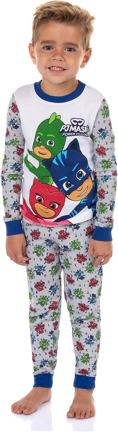 PJ Masks Toddler Boys' Gekko Catboy Owlette Title Logo Sleep Pajama Set