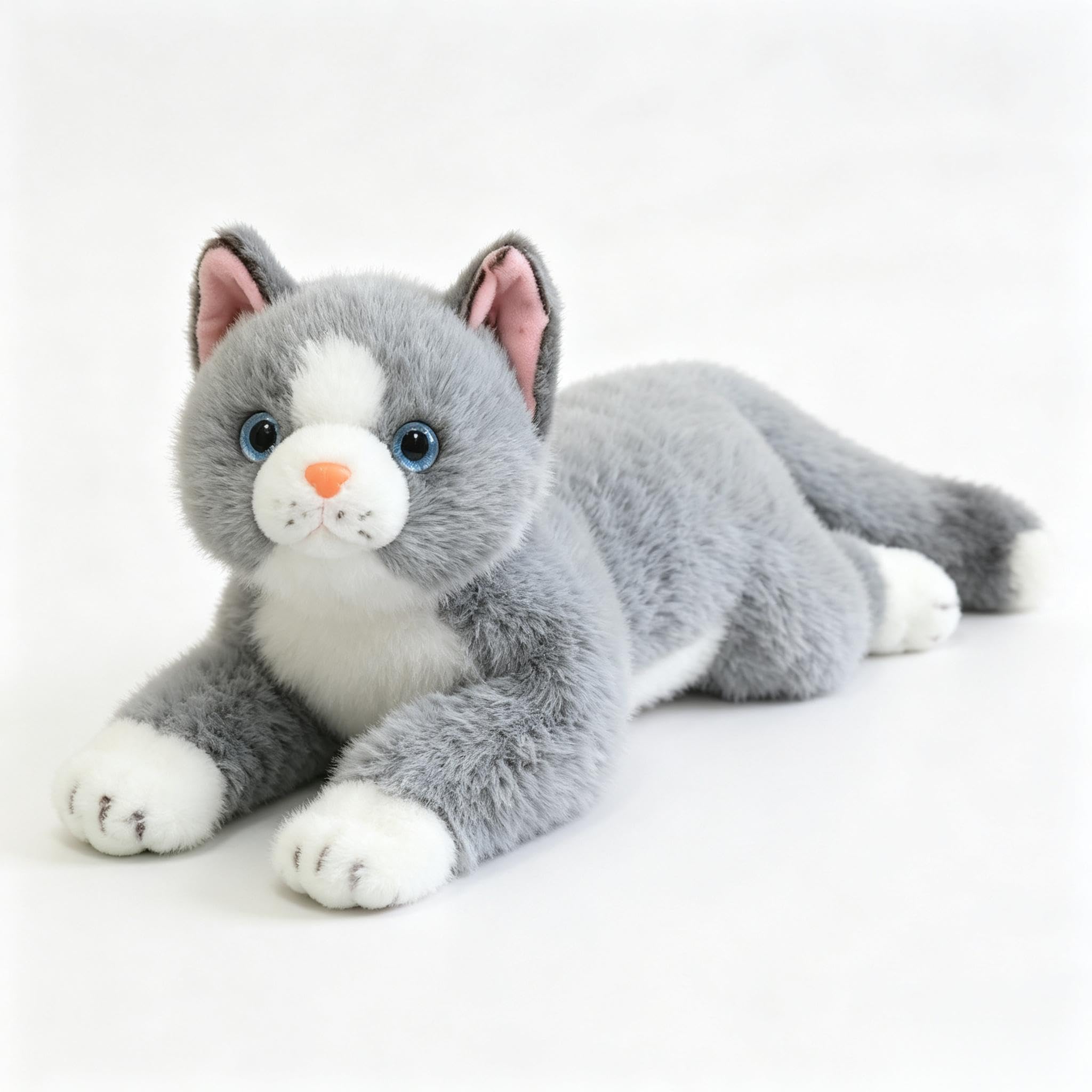 View 1 of 18 Inch Cat Stuffed Animals,Realistic Plush Throw Pillow,Soft Kawaii Kitty Plush Toy Gift for Kids Boys Girls (Gray)