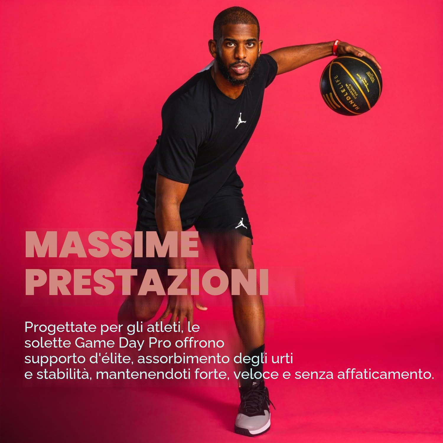 Move Game Day Pro - Solette sportive per basket, pallavolo, calcio, atletica, tennis, baseball, corsa e stile di vita attivo, prestazioni eccellenti, assorbimento degli urti extra (EU 42-43/43-44)