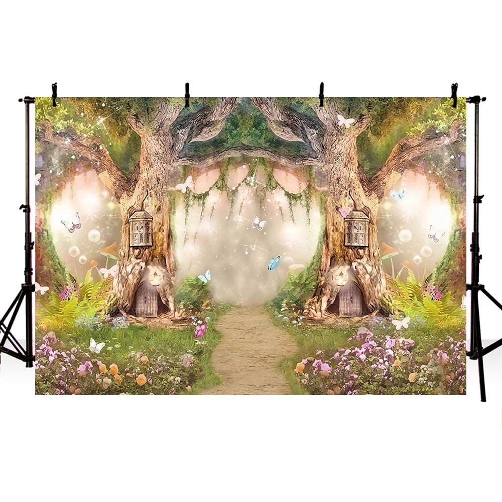 MEHOFOND 10x7ft Fairytale Forest Backdrops Wonderland Princess Photography Props Enchanted Fairy Flower Photo Background for Party Decoration Wallpaper Photo Shoots Studio Booth