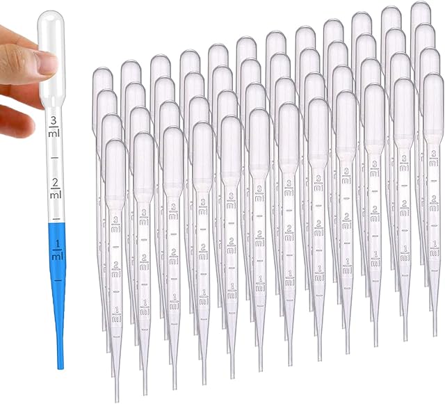 100 Pcs Plastic Transfer Pipettes, 3 ml Transparent Graduated Pipette Measuring Pipettors for Watercolor Transfering Essential Oils Perfume Mixing Acrylic Paints and Lab