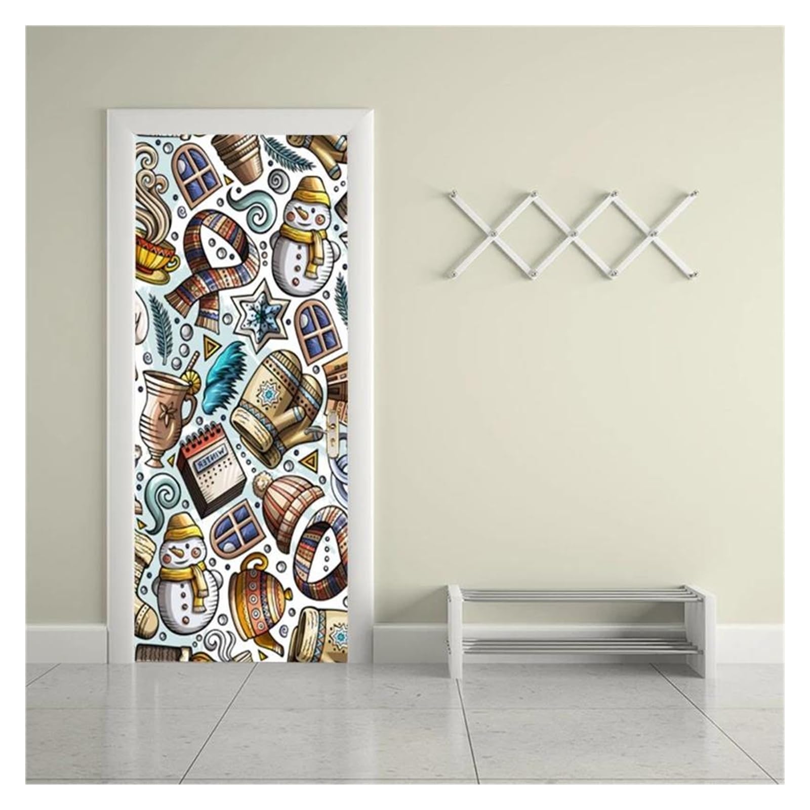 Sticker mural autocollant de porte abstrait 77x200cm décoration maison