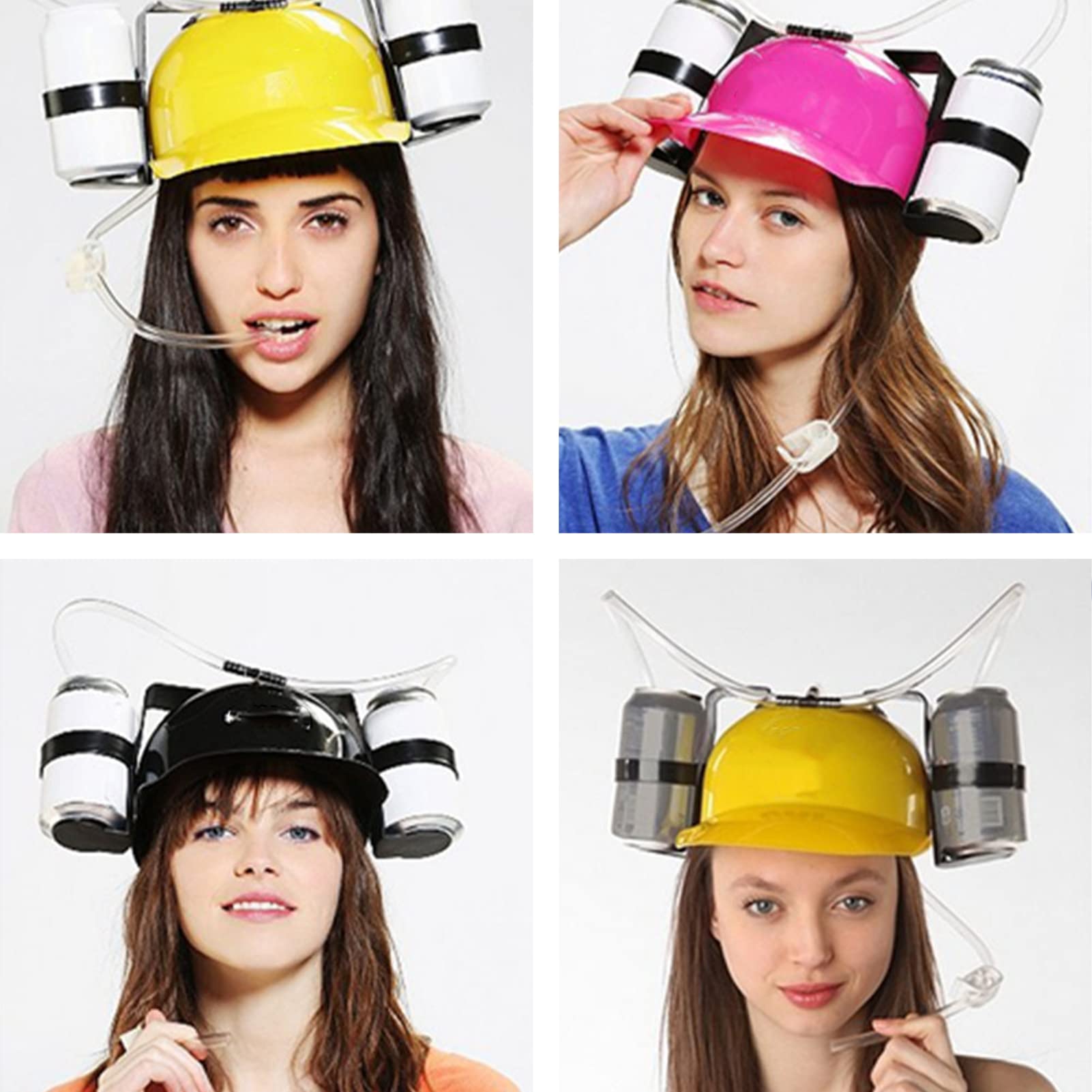 Jauhmui Casco da birra, per feste e birra, con tubo, porta bevande con 2 contenitori e tubo per bevande, ideale come regalo per feste di carnevale, divertente da birra, unisex, per la festa del papà