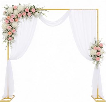 8x8FT Backdrop Stand Heavy Duty Pipe and Drape Kit Adjustable | Gold Metal Backdrop Stand Adjustable Pipe and Drape Kit for Photo Booth Background Wedding Birthday Party