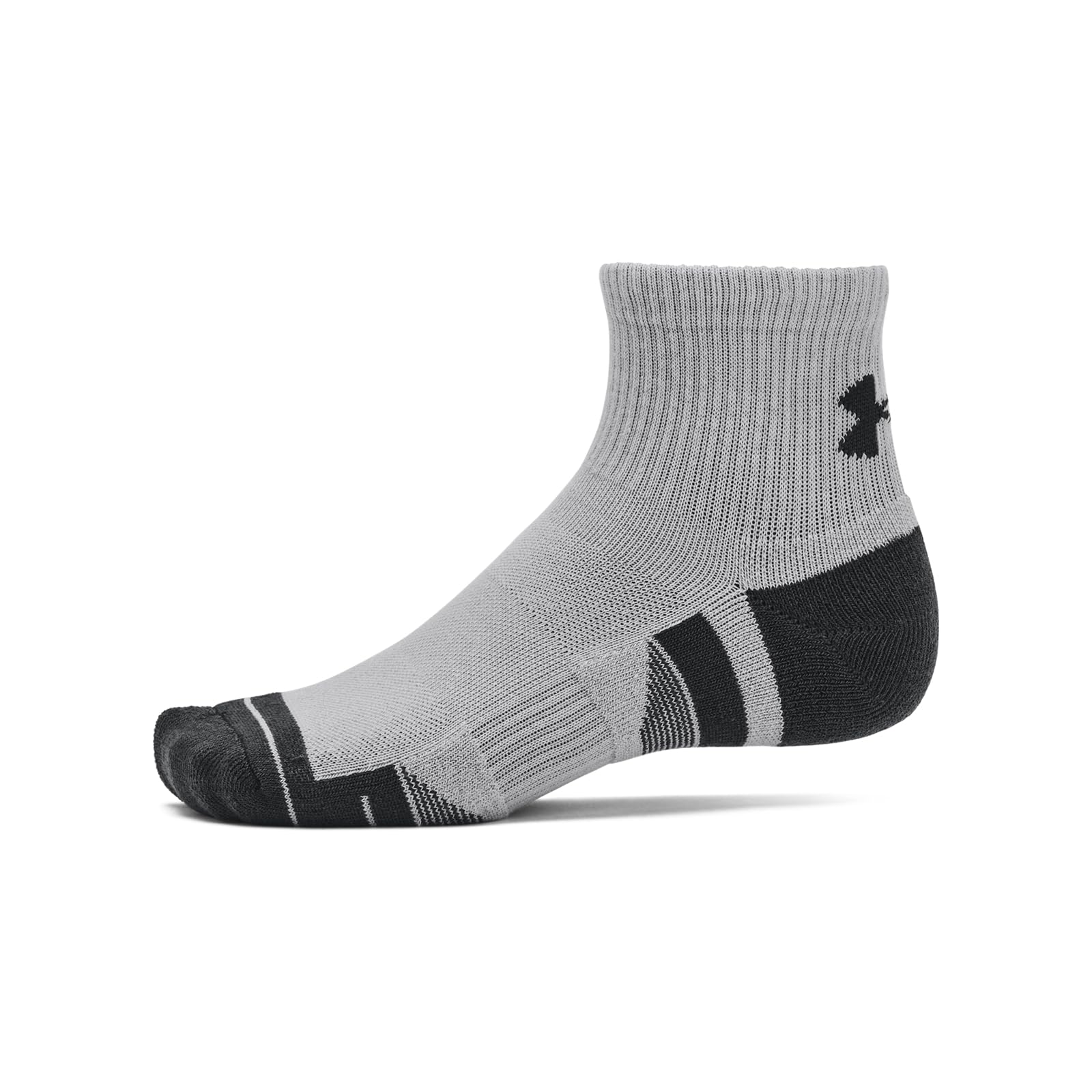 UNDER ARMOUR Performance Tech 3pk Quarter Socks, Grey, Size M, Men