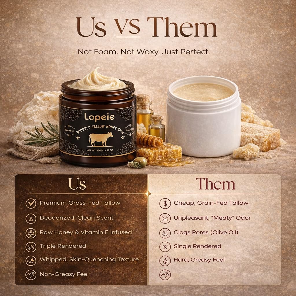 Upgraded Organic Beef Tallow for Skin & Face – Whipped Grass-Fed Tallow and Honey Balm for Dry, Sensitive Skin, Natural Hydrating Face Moisturizer with Raw Honey (Lavender) - Image 6