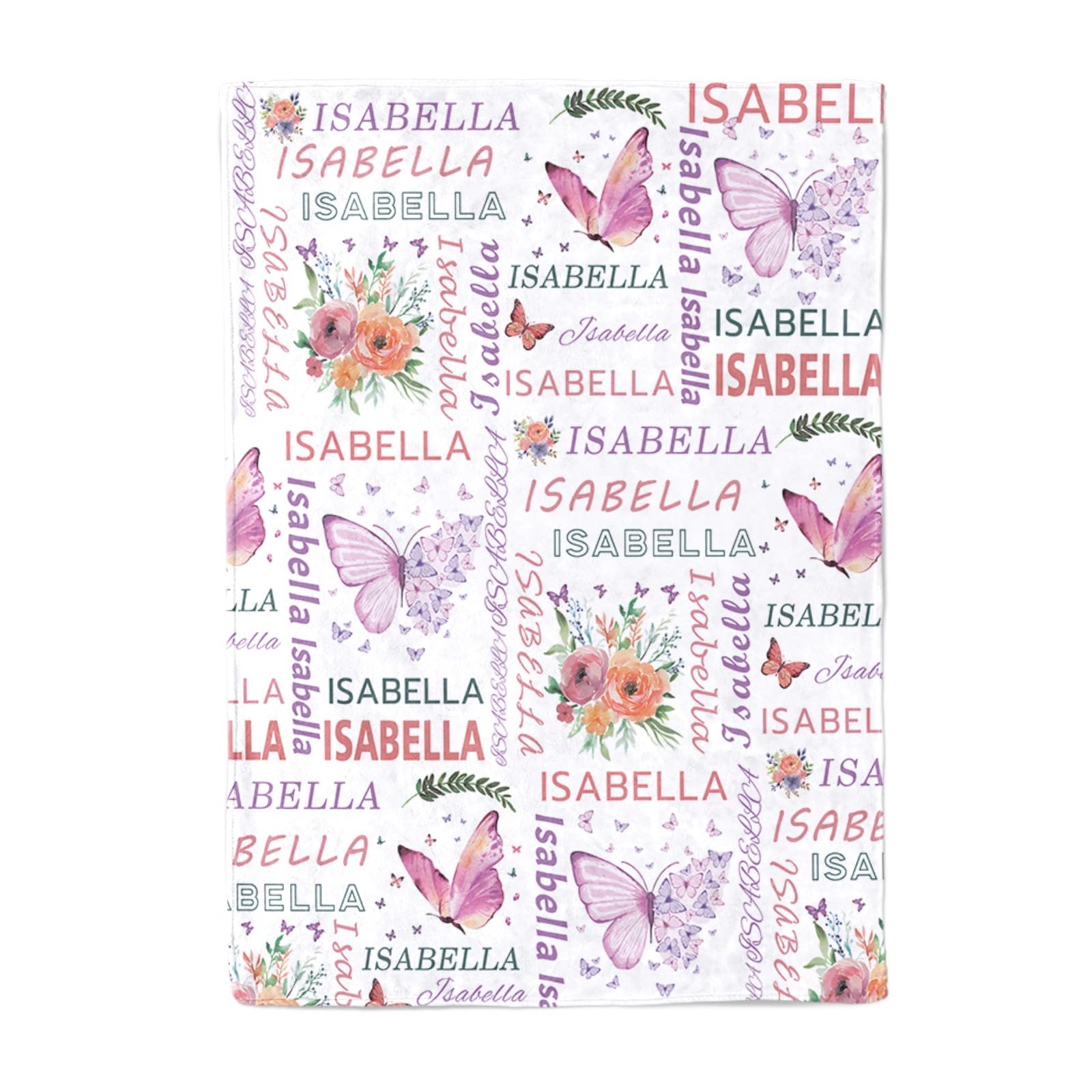 papasgix Personalised Baby Blanket for Kids Soft Flannel Custom Baby Blanket with Name Customised Throw Blanket for Infant Toddlers Newborn Baby Gift for Birthday Baby Shower