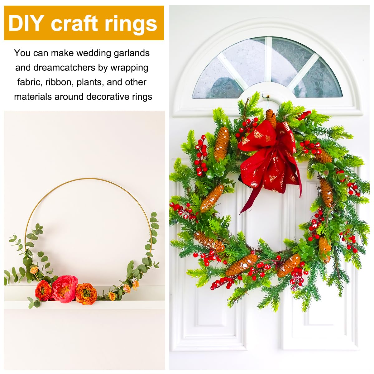 Cerchi In Metallo Per Decorazioni Fai-da-te | Con Base In Legno | Ideali Per Ghirlande, Matrimoni E Acchiappasogni - Foto 8