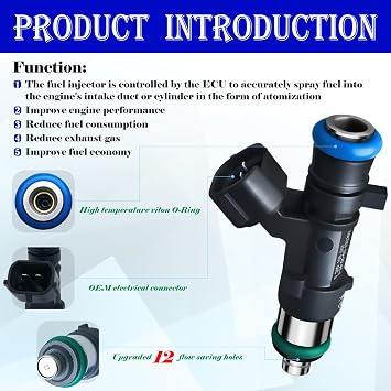 Upgraded 12 Holes GAS Fuel Injectors Fit For NISSAN: Pathfinder/Titan/Armada/Frontier/ NV1500 2500 3500, For INFINITI: QX56, V6 4.0L/ V8 5.6L 2004-2019, OEM # 0280158007 (8 Pcs)