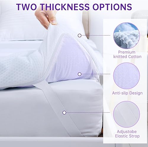 Miniatura 51 de MUXHOMO 2 Inch 7-Zone Queen Mattress Topper, Egg Crate Foam Mattress Topper Queen Size for Back Pain, Lavender Cooling Gel Infused Bed Pad